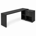 Ver imagem 1 de Escrivaninha Mesa Computador Preta Reta ou em L 2 Gavetas Top NT2060 Notável 75x200x45