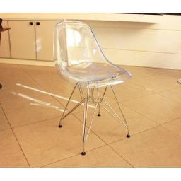 CADEIRA EAMES DSR CRISTAL POLICARBONATO BASE EIFFEL CROMADA - 6