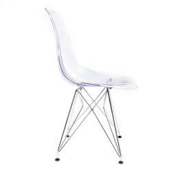 CADEIRA EAMES DSR CRISTAL POLICARBONATO BASE EIFFEL CROMADA - 4
