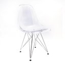 Ver imagem 1 de CADEIRA EAMES DSR CRISTAL POLICARBONATO BASE EIFFEL CROMADA