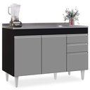 Ver imagem 7 de Balcão Gabinete com Pia Inox 120cm Michigan Preto/Cinza - Lumil Lumil Móveis