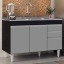 Ver imagem 2 de Balcão Gabinete com Pia Inox 120cm Michigan Preto/Cinza - Lumil Lumil Móveis