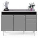 Ver imagem 6 de Balcão Gabinete com Pia Inox 120cm Michigan Preto/Cinza - Lumil Lumil Móveis