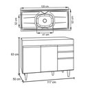 Ver imagem 4 de Balcão Gabinete com Pia Inox 120cm Michigan Preto/Cinza - Lumil Lumil Móveis