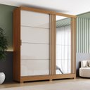 Ver imagem 1 de Guarda-Roupa Solteiro 2 Portas de Correr 3 Gavetas com Espelho Prime Off White/Cinamomo