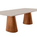 Ver imagem 2 de Mesa para Sala de Jantar Noronha 220cm Madeira com Vidro Mod Cinamomo Imbuia-off White