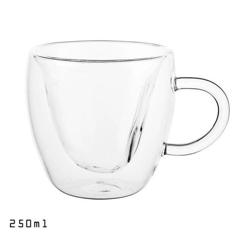 Xícara de Vidro Duplo Formato Coração 250ml