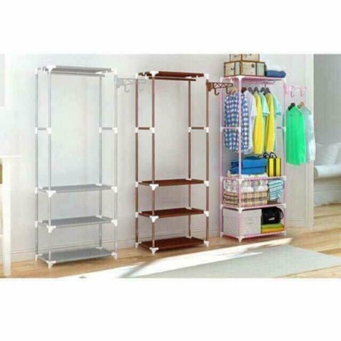 GUARDA ROUPA PORTATIL ORGANIZADOR CABIDEIRO ARARA DE ROUPA DESMONTAVEL COM PRATELEIRA