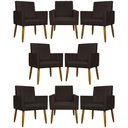 Ver imagem 1 de Kit 8 Poltronas Decorativas Mari Pé Palito Castanho - Marrom Suede