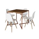 Ver imagem 2 de Mesa Industrial Jantar Quadrada Amêndoa 90x90cm Base Cobre V com 4 Cadeiras Eames Eiffel Brancas Mad