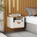 Ver imagem 2 de Conjunto com 2 Mesas de Cabeceira Suspensa Curva Buriti com Puxador de Madeira