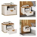 Ver imagem 4 de Conjunto com 2 Mesas de Cabeceira Suspensa Curva Buriti com Puxador de Madeira