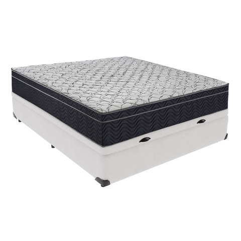 Cama Box com Baú Branco e Colchão Víuvo Ortobom Extra Firme Airtech