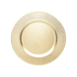 Jogo 4 Sousplat de Mesa Redondo Primer Dourado Plástico Lyor 33cm - 2