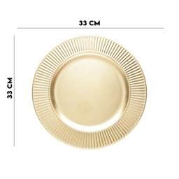 Jogo 4 Sousplat de Mesa Redondo Primer Dourado Plástico Lyor 33cm - 6