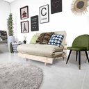 Ver imagem 5 de Futon Casal Tokio Sofá Cama Bege com Madeira Maciça