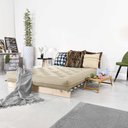Ver imagem 2 de Futon Casal Tokio Sofá Cama Bege com Madeira Maciça