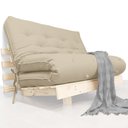 Ver imagem 1 de Futon Casal Tokio Sofá Cama Bege com Madeira Maciça