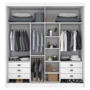 Ver imagem 6 de Guarda Roupa Casal 100% MDF 2 Portas de Correr 6 Gavetas com Espelho Cabideiros 220x230x62cm Branco