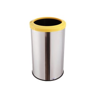 Lixeira Para Cozinha 35 Litros Aro Esmaltado Cesto Lata De Lixo - Amarelo