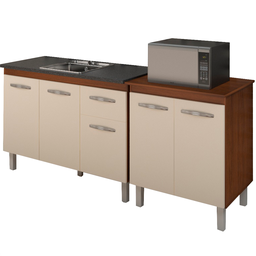 Balcao Pia 120cm e Multiuso 2 Portas 70cm Savana Off White Mobbs - 1