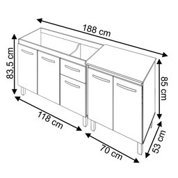 Balcao Pia 120cm e Multiuso 2 Portas 70cm Savana Off White Mobbs - 4