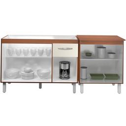 Balcao Pia 120cm e Multiuso 2 Portas 70cm Savana Off White Mobbs - 5