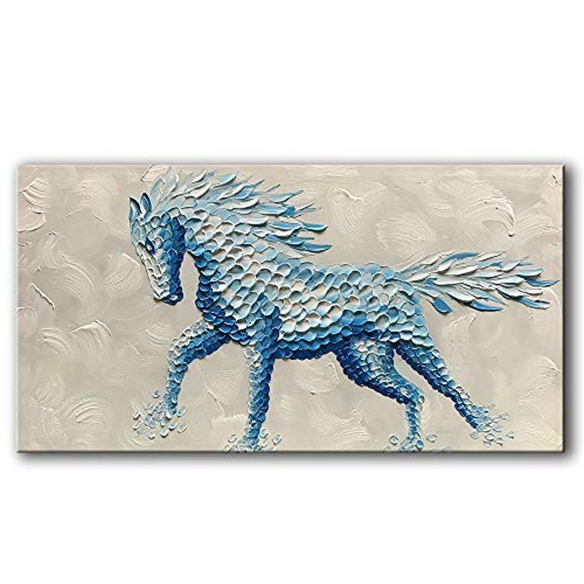 Quadro Pintura Tela azuis housewarming presentes bons 5156: 50cm (A) x 100cm (L) - 3