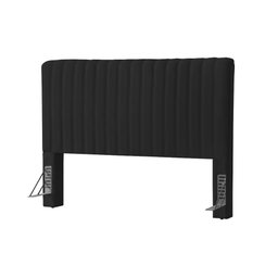 Cabeceira Cama Box Casal 1,40m Estofada Havai Veludo Preto - 2
