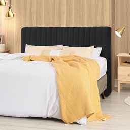Cabeceira Cama Box Casal 1,40m Estofada Havai Veludo Preto - 1