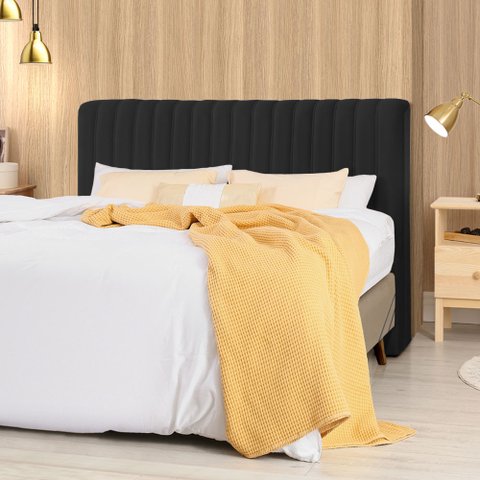 Cabeceira Cama Box Casal 1,40m Estofada Havai Veludo Preto