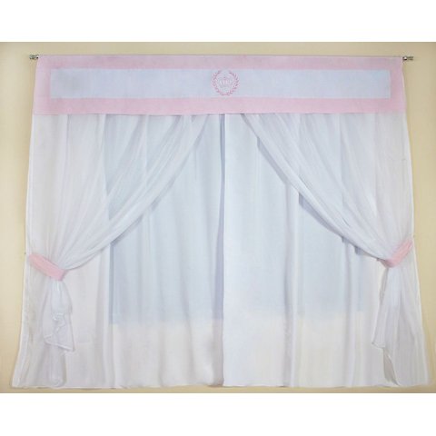 Cortina de Bando com Voil - Realeza Rosa