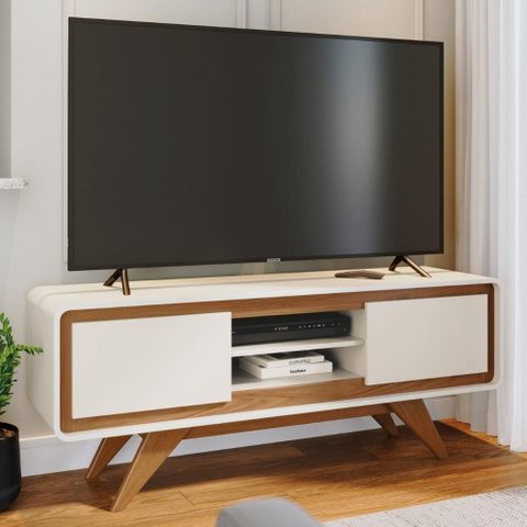 Rack TV 55 pol 150cm Orgânico 2 Portas Cecy Off White Z56 - Mpozenato