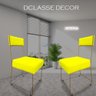 Kit 02 Cadeiras Atena Base de Ferro Maciço Dourada Suede Amarelo - D'classe Decor - 9