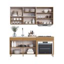 Ver imagem 6 de Cozinha Modulada Compacta 4 Peças 7 Portas 1 Gaveta Ripada Fecho Click 180cm com Pés Tampo e Balcão