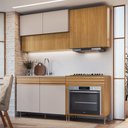 Ver imagem 1 de Cozinha Modulada Compacta 4 Peças 7 Portas 1 Gaveta Ripada Fecho Click 180cm com Pés Tampo e Balcão