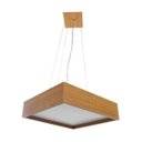 Ver imagem 1 de Lustre Pendente Madeira Quadrado 40cm - 4 Luzes E27 - Freijó