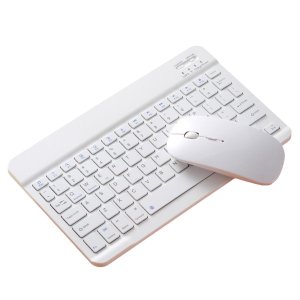 Kit Mouse e Teclado Bluetooth sem Fio para Tablet - Branco
