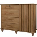 Ver imagem 1 de Cômoda Rv Móveis Grécia Ripado com 4 Gavetas e Sapateira Largura de 1,20 Metros Cinamomo