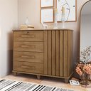 Ver imagem 2 de Cômoda Rv Móveis Grécia Ripado com 4 Gavetas e Sapateira Largura de 1,20 Metros Cinamomo