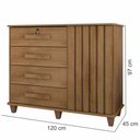Ver imagem 3 de Cômoda Rv Móveis Grécia Ripado com 4 Gavetas e Sapateira Largura de 1,20 Metros Cinamomo