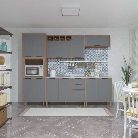Cozinha Modulada Completa 5 Peças com Paneleiro Aéreos Balcões sem Tampo Aspen Luciane Móveis