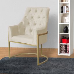 Poltrona Para Sala Vick Veludo Cores - DS Estofados - Bege - 5