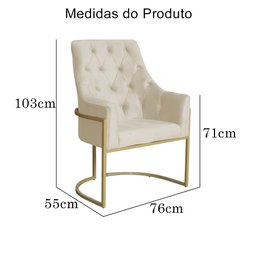 Poltrona Para Sala Vick Veludo Cores - DS Estofados - Bege - 6