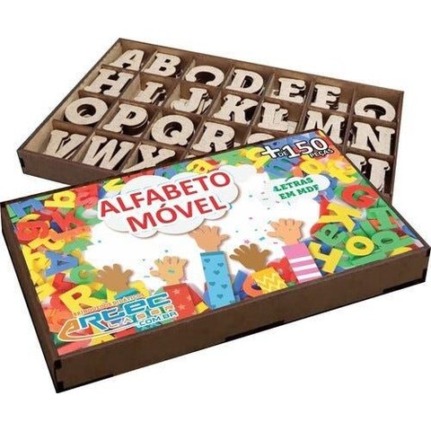 Alfabeto Móvel, Jogo Pedagógico, Letras em Mdf 150 - Crú