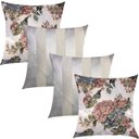 Ver imagem 1 de Kit 4 Capas de Almofadas Composê Floral e Listrado Off White 45cmx45cm
