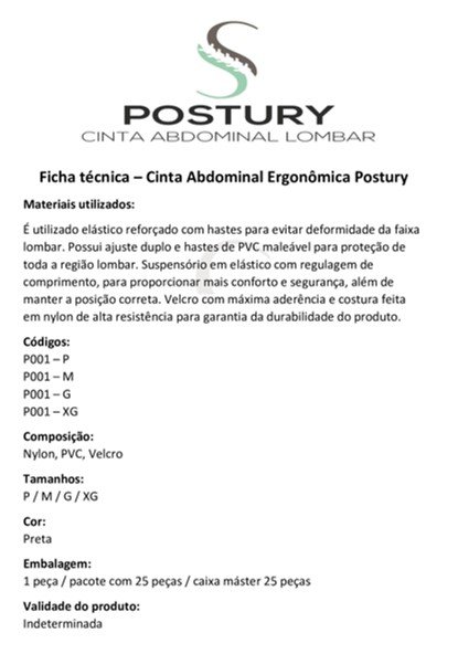 CINTA ERGONÔMICA - POSTURY - XG - 5