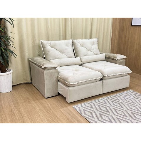 Sofá Retrátil Reclinável 1,80 M Bege 511 Zuqui Plus