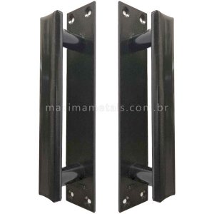 Puxador Duplo Rustico Colonial Porta Pivotante ou de Correr 155mm Preto M410-pto