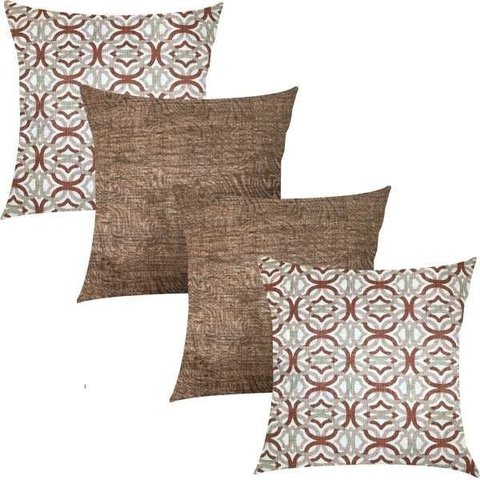 Kit 4 Capas de Almofadas Composê Otto Terracota e Marrom Liso 45cmx45cm
